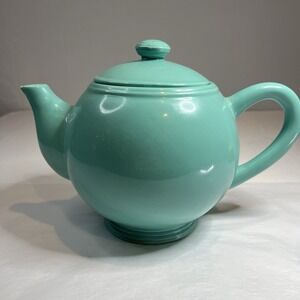 Vintage Cracker Barrel Tea Pot‎ Blue Ceramic Aqua Green
